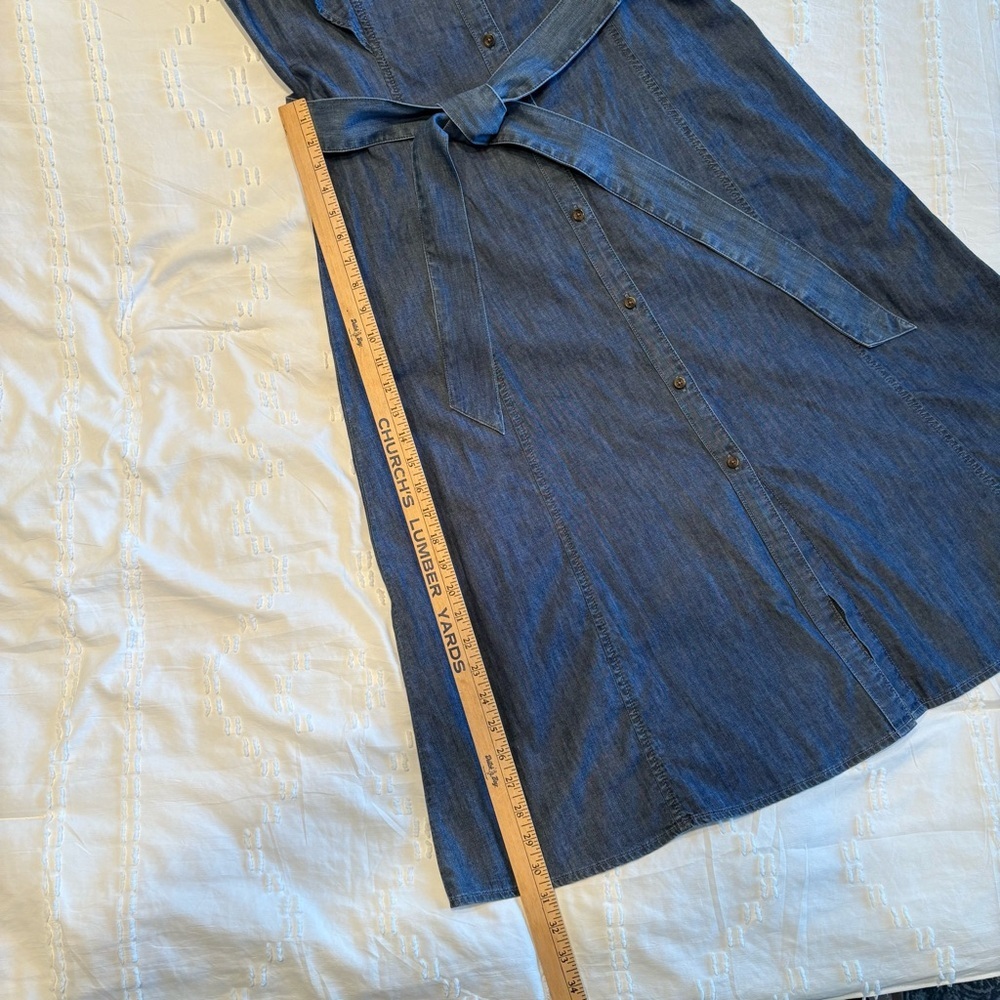 LOFT Chambray Button-Front Belted Midi Dress Ruff… - image 7